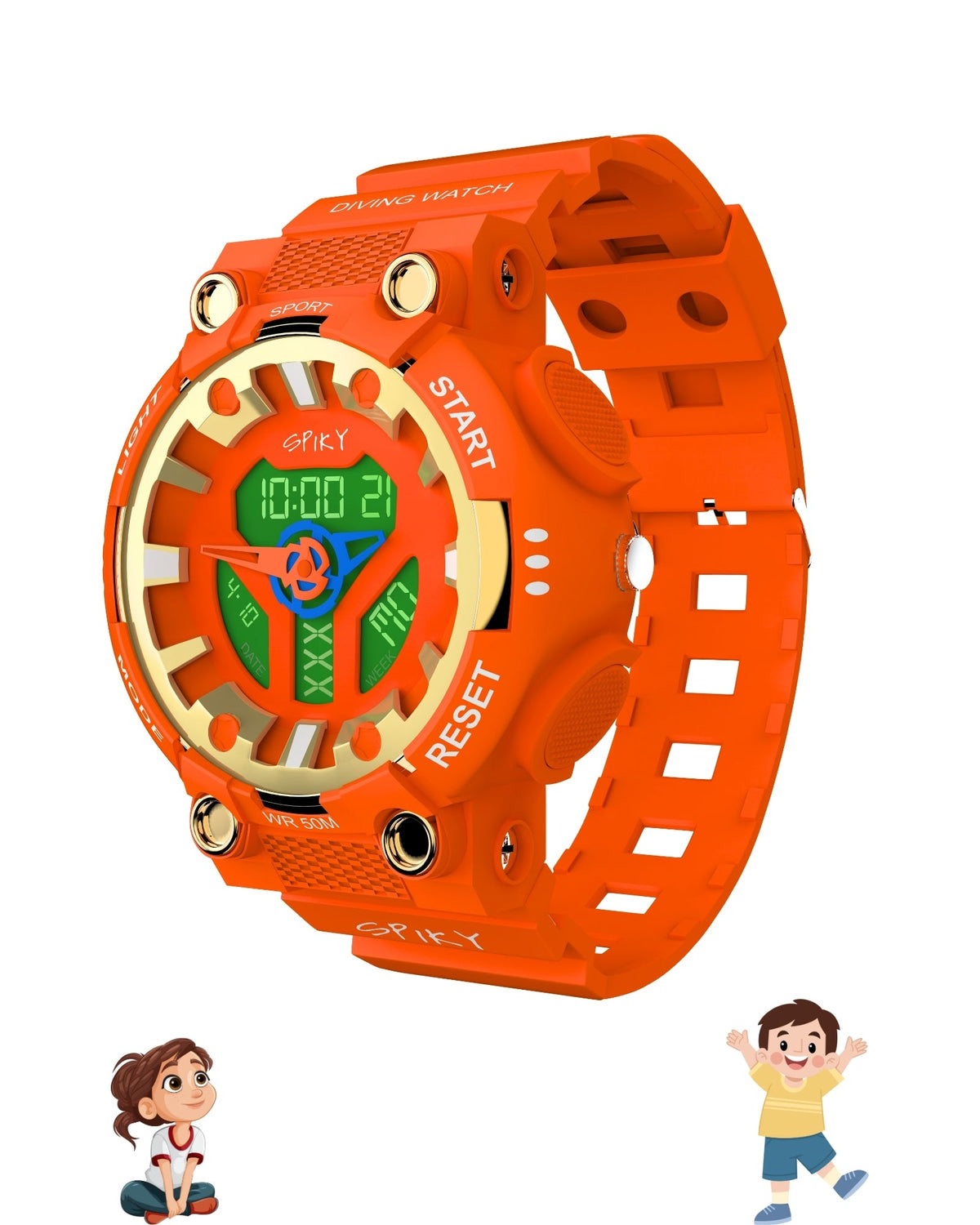 Spiky Eva A31 Kids Sports Watch – Digital + Analog, 50M Water Resistant