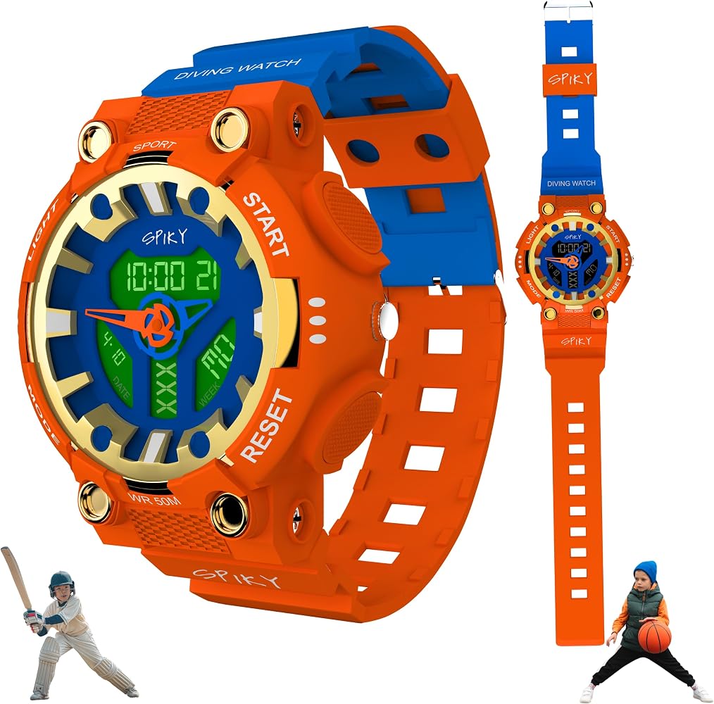 Spiky Eva A31 Kids Sports Watch – Digital + Analog, 50M Water Resistant