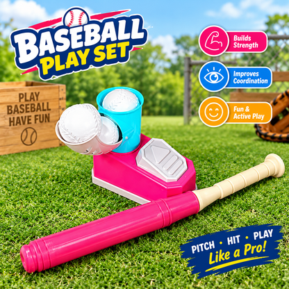Super Baseball Set for Kids with Foot Pedal Ball Launcher and Bat