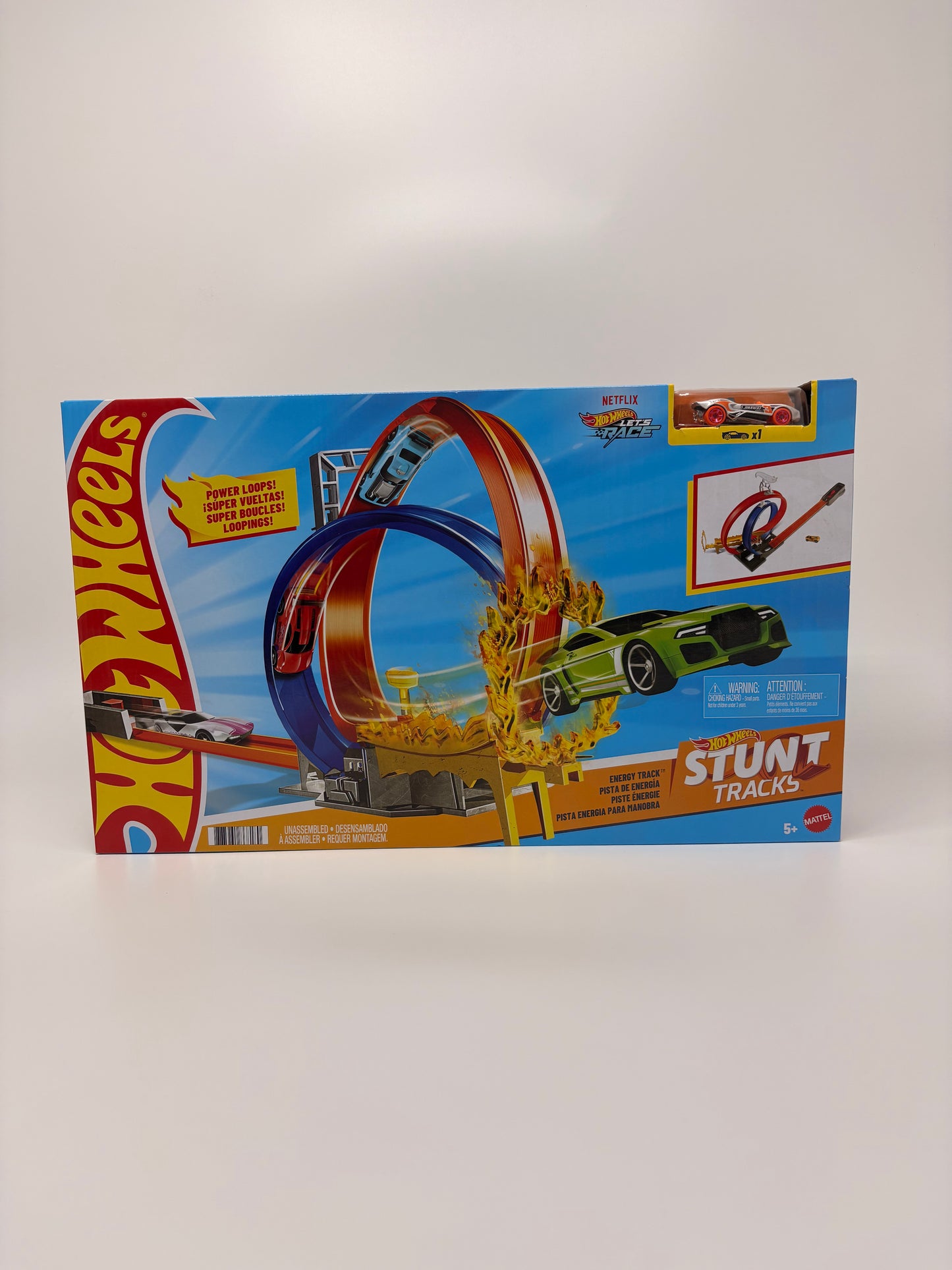 Hot Wheels® Energy Track™ Set with Double Loop, Ring of Fire and 1 Vehicle, Great Gift for 5 Year Olds and Up