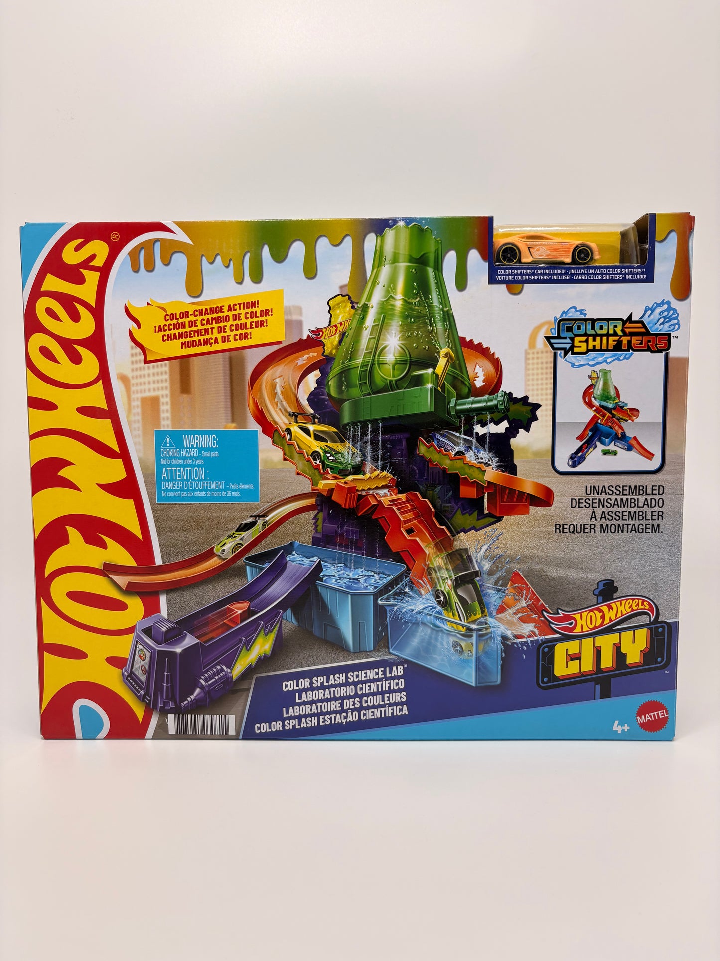 Hot Wheels City Color Splash Science Lab Playset with Color Shifters Car