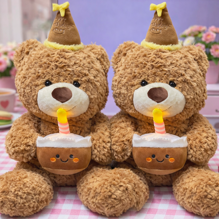 IN Birthday teddy Bear with light and birthday song and music Soft Toy