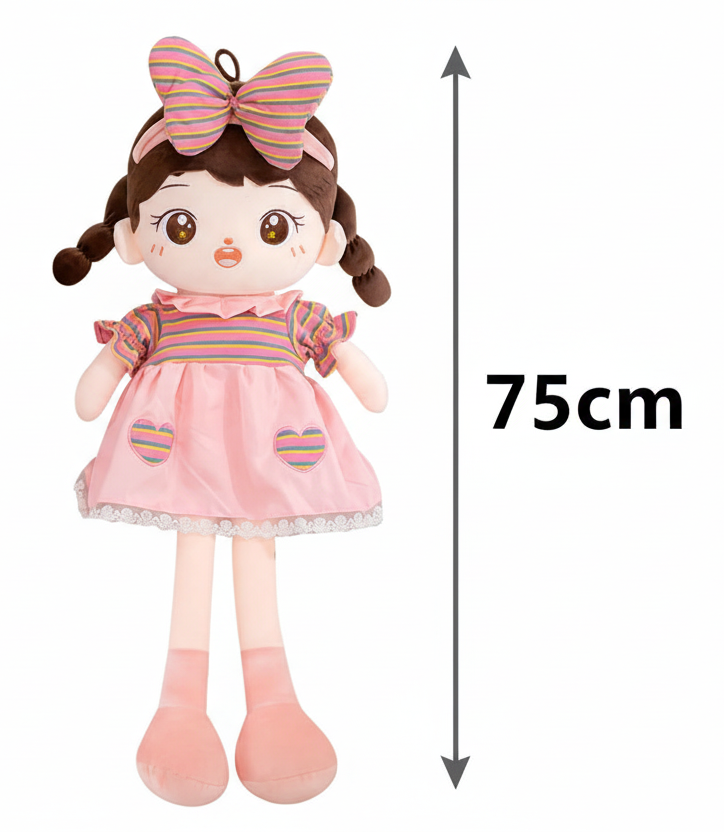 Cotton Bow Princess Rag Doll – 75 cm Soft Plush Cuddly Toy for Girls