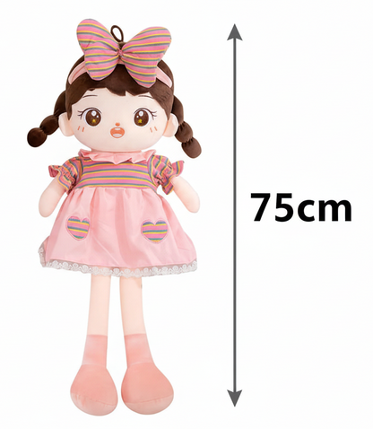 Cotton Bow Princess Rag Doll – 75 cm Soft Plush Cuddly Toy for Girls