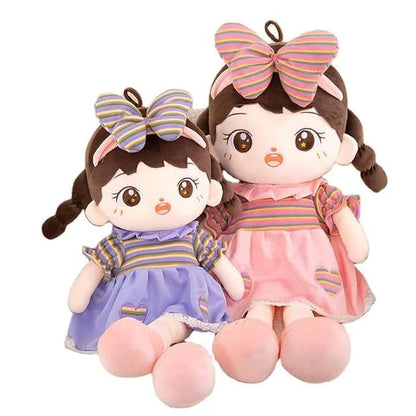 Cotton Bow Band Princess Doll Cute Cuddly Baby Girl Soft Rag Plush Toddler Plush Toy Ragdoll Princess Sleeping Partner Doll Cuddly Doll for Girls