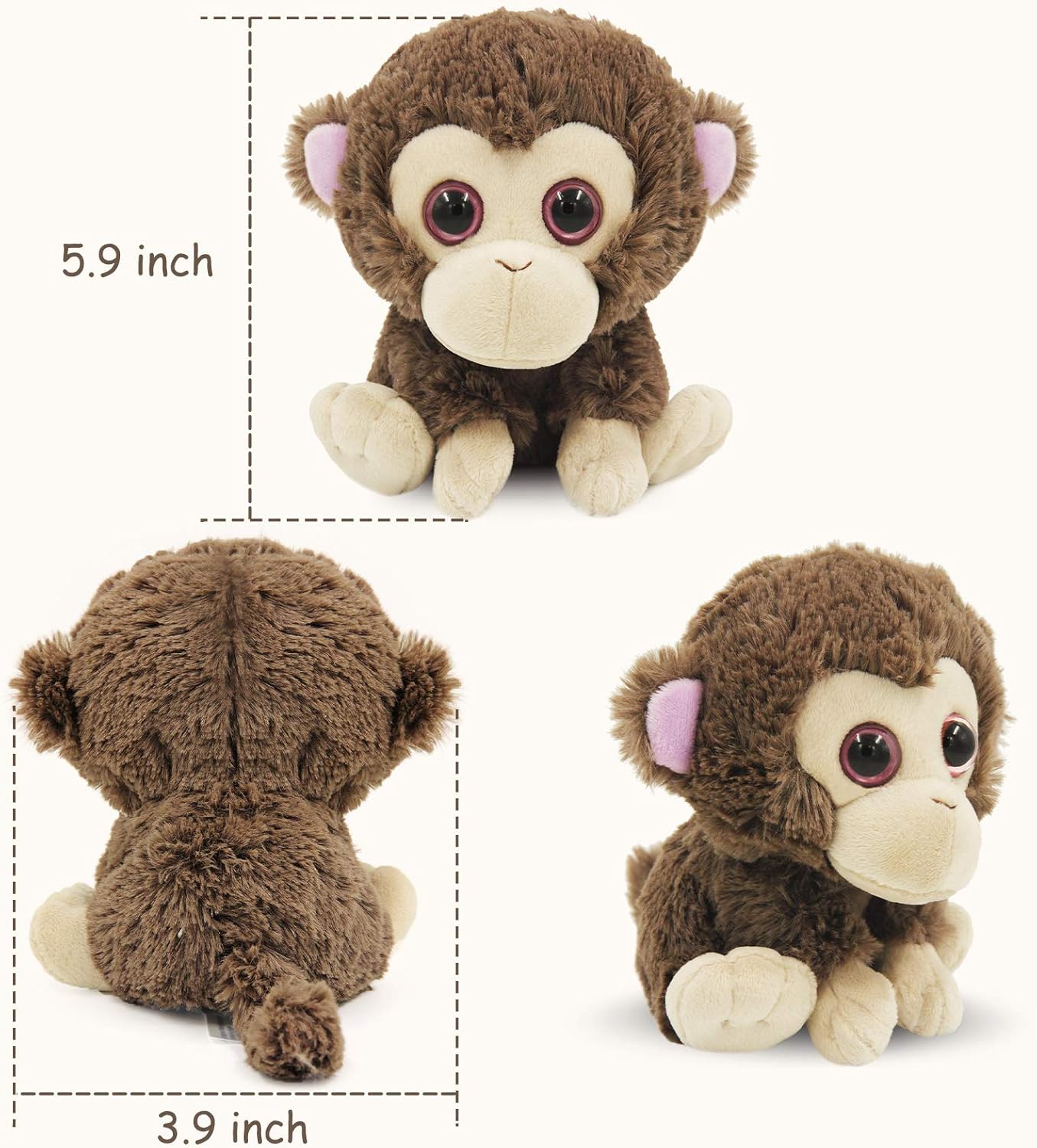 Cute Monkey Small Stuffed Plush Toy - Brown