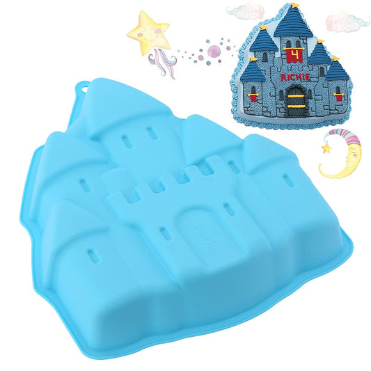 Castle Cake Pan, 3D Castle Shape Baking Pan, Silicone Cake Mold Cake Pan, Novelty Cake Molds Silicone, Wedding Christmas Birthday Cake Baking Pan, Cake Molds for Baking,9.8 x 9.4 x 2in (Blue)