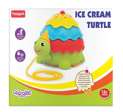 Giggles Funskool Pull Along Turtle, Activity & Learning Toy for Babies, Toddlers, For Baby Boys & Girls, Encourage Walking, Improve Balance, Multicolour, Gift Set for Kids, Ages 18+ Months