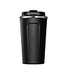 Urban Highs Hot Coffee Mug with Lid 510 ml | 18/8 Stainless Steel Insulated Tea Cup - Travel Friendly Leak Proof Tumbler - Unspillable or Spill Free Design Flask with Sipper Lid, Black