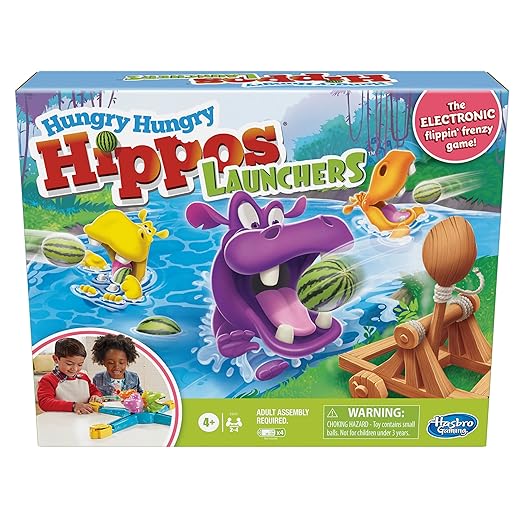 Hungry Hungry Hippos Launchers Game For Kids Ages 4 And Up, Electronic Preschool Game For 2-4 Players