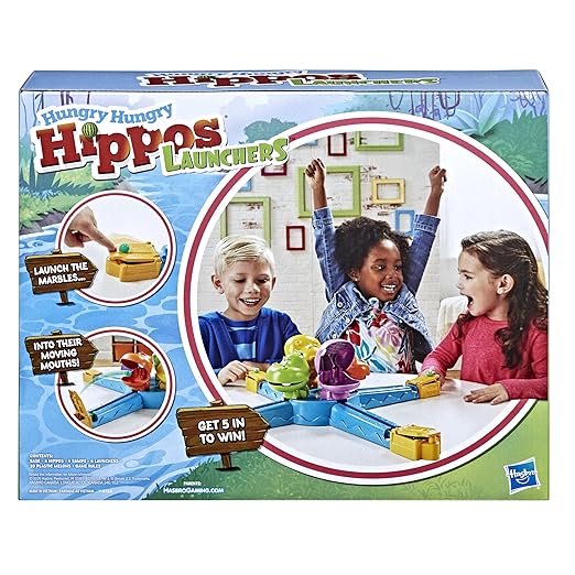 Hungry Hungry Hippos Launchers Game For Kids Ages 4 And Up, Electronic Preschool Game For 2-4 Players