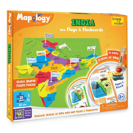 Imagimake Mapology India Map with Flash Card| Swipe & Reveal Card Game | Educational Toys 7+ Years | Kids Learning Toys | Puzzle Game for Kids 7 to 10 Years | Birthday Gift for Girls & Boys