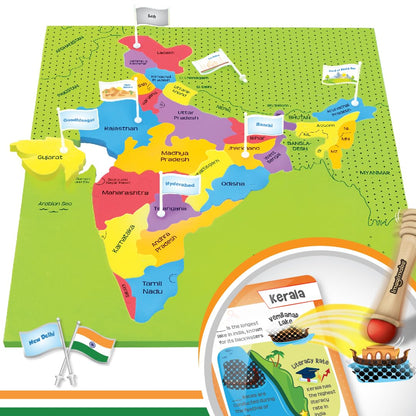 Imagimake Mapology India Map with Flash Card| Swipe & Reveal Card Game | Educational Toys 7+ Years | Kids Learning Toys | Puzzle Game for Kids 7 to 10 Years | Birthday Gift for Girls & Boys