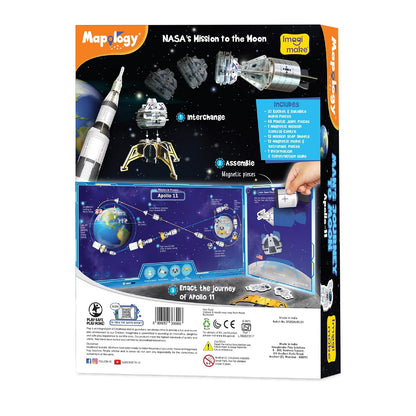 Imagimake Man's Journey to Moon | Mission Apollo 11 | Rocket & Satellite Model Making Set | 3D Puzzle Toy for Kids | Astronaut & Space Kit | Birthday Gift for Girls & Boys Ages 8,9,10,11,12,13