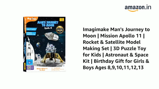 Imagimake Man's Journey to Moon | Mission Apollo 11 | Rocket & Satellite Model Making Set | 3D Puzzle Toy for Kids | Astronaut & Space Kit | Birthday Gift for Girls & Boys Ages 8,9,10,11,12,13