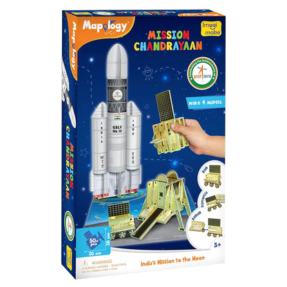 Imagimake Mapology Chandrayaan | ISRO Rocket Model & Satellite | Astronaut Toy | Educational Toys for Kids 5+Years | 3D Puzzles | Gifts for 5 Year Old Boy & Girl| Multicolour