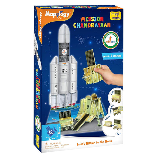 Imagimake Mapology Chandrayaan | ISRO Rocket Model & Satellite | Astronaut Toy | Educational Toys for Kids 5+Years | 3D Puzzles | Gifts for 5 Year Old Boy & Girl| Multicolour