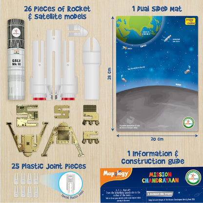 Imagimake Mapology Chandrayaan | ISRO Rocket Model & Satellite | Astronaut Toy | Educational Toys for Kids 5+Years | 3D Puzzles | Gifts for 5 Year Old Boy & Girl| Multicolour