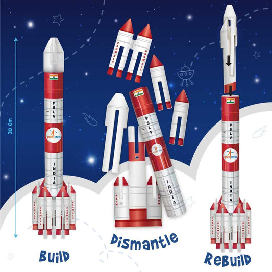Imagimake Mapology ISRO Space Toys: Mission Suryayaan Aditya L1 | Rocket Model & Satellite | Educational Toys for 5+ Years | 3D Puzzles With Rocket Launcher | Birthday Gift for Kids, White