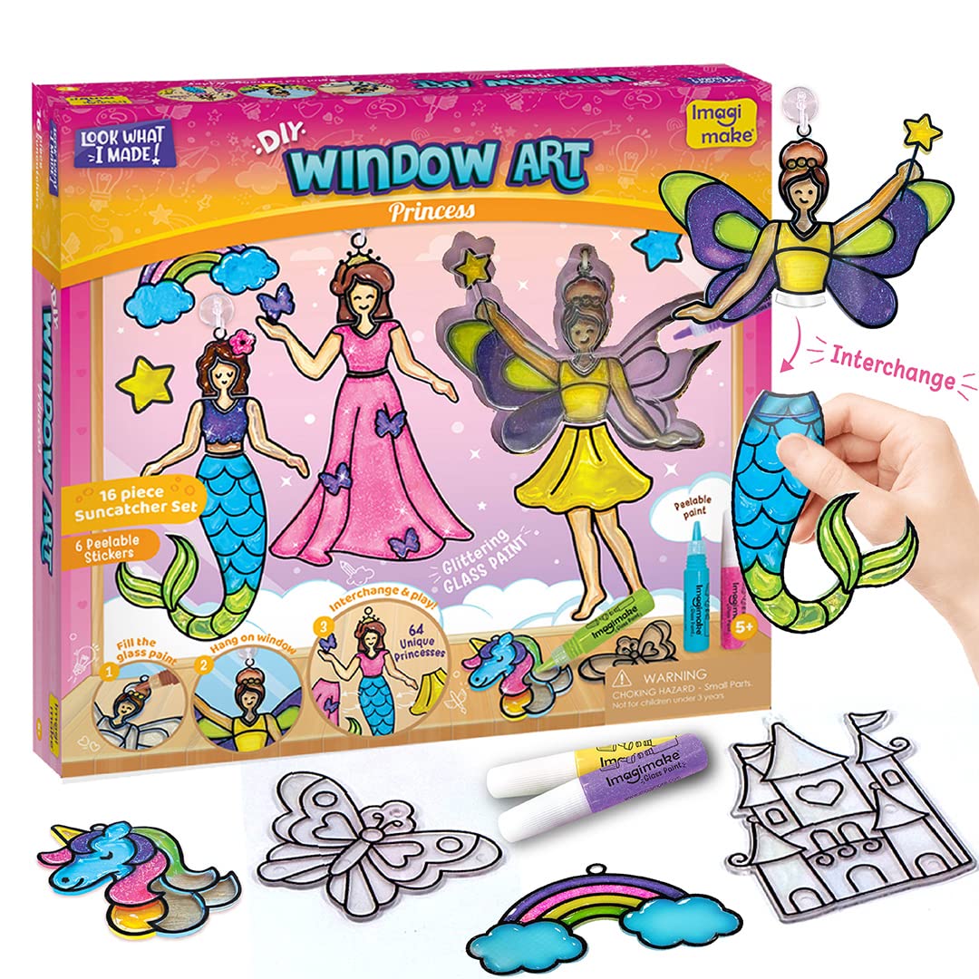 Imagimake DIY Window Art Princess 16-Piece Suncatcher Set