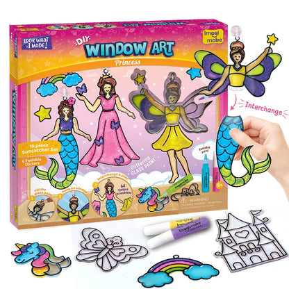 Imagimake DIY Window Art Princess 16-Piece Suncatcher Set
