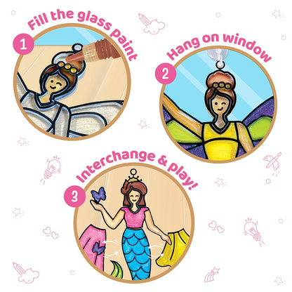 Imagimake DIY Window Art Princess 16-Piece Suncatcher Set