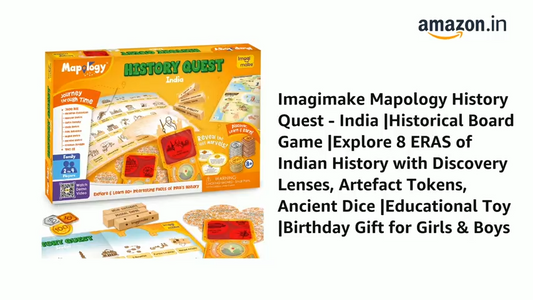 Imagimake Kid,Teen,Adult Mapology History Quest,India,Historical Board Game,Explore 8 ERAS of Indian History with Discovery Lenses,Artefact Tokens,Ancient Dice,Educational Toy,Birthday Gift