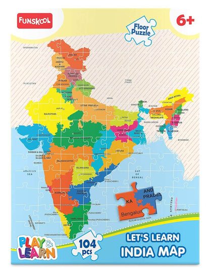 Funskool - Play & Learn -India Map 3 Feet Large Size,Educational,48 Pieces,Puzzle,for 3 Year Old Kids and Above,Toy