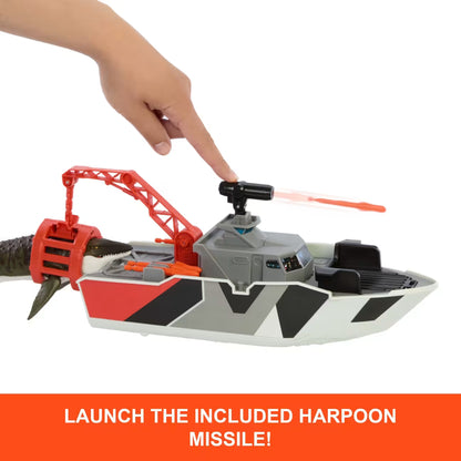 Matchbox Jurassic World Mosasaurus Rescue Action Boat Playset