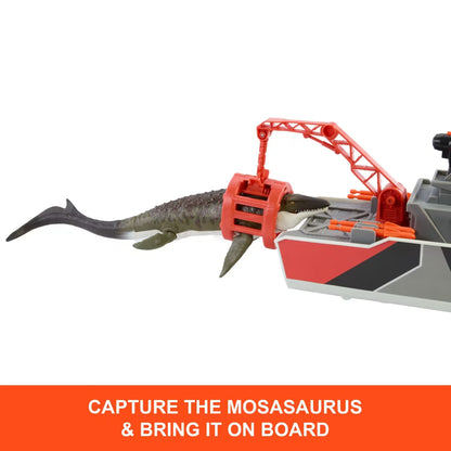 Matchbox Jurassic World Mosasaurus Rescue Action Boat Playset