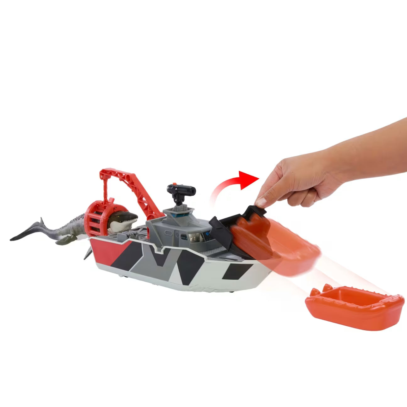 Matchbox Jurassic World Mosasaurus Rescue Action Boat Playset