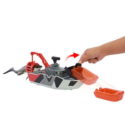 Matchbox Jurassic World Mosasaurus Rescue Action Boat Playset