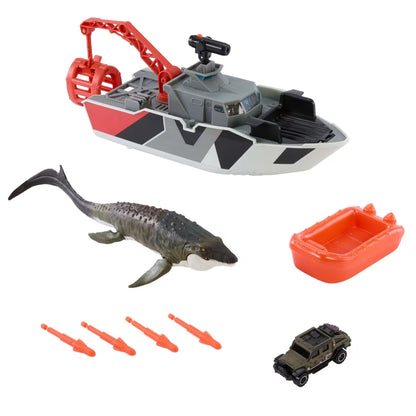 Matchbox Jurassic World Mosasaurus Rescue Action Boat Playset