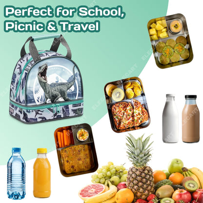 Jurassic World Dinosaur Lunch Bag with Handle – Double Compartment