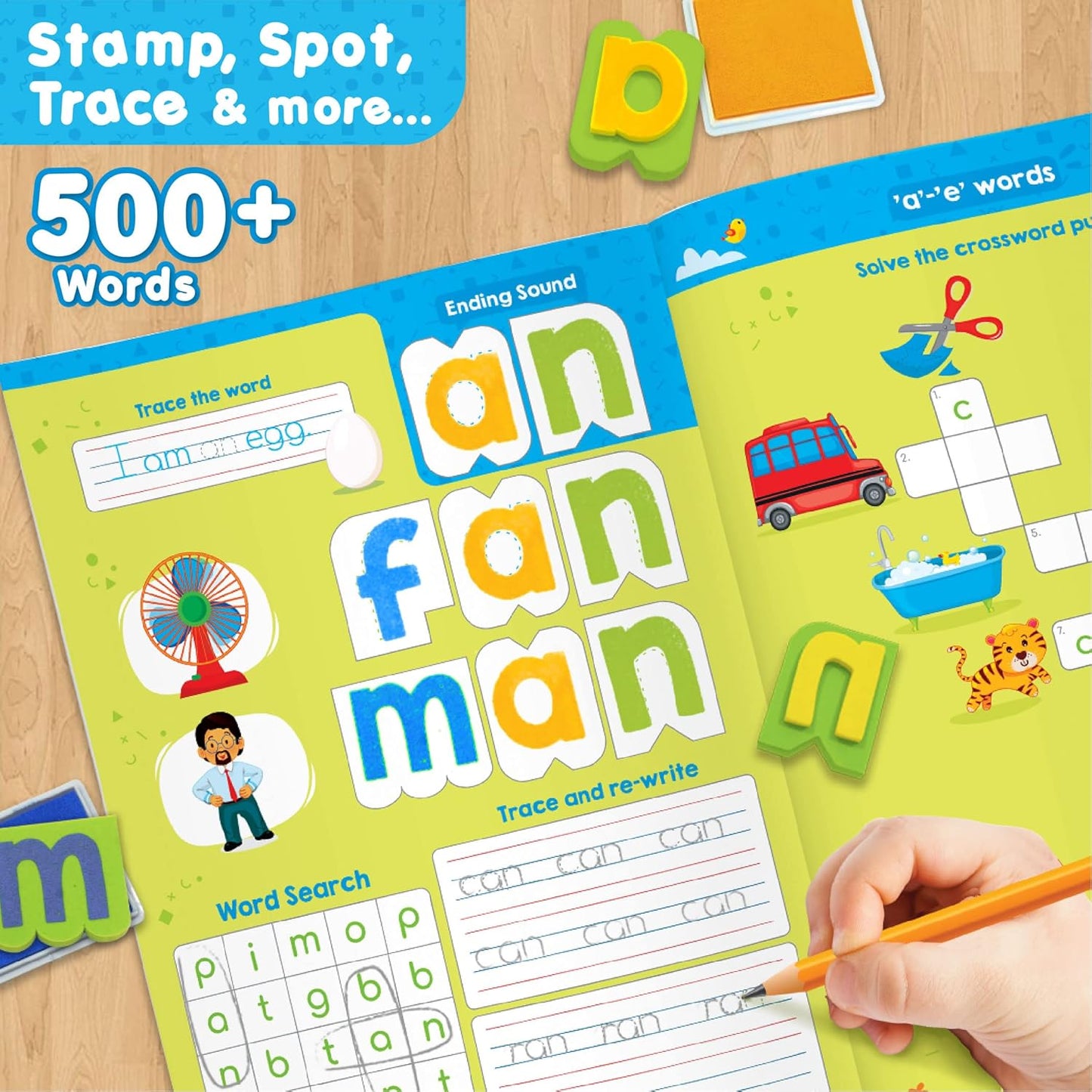 Imagimake Learn to Spell Phonics Kit with Stamps and Activity Books