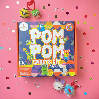 Kalakaram Pom Pom Crafts Kit for Kids 5 Year Old, DIY Fun Activity and Hobby, Art Craft Kit, Multi Color, Pack of 270 Pieces