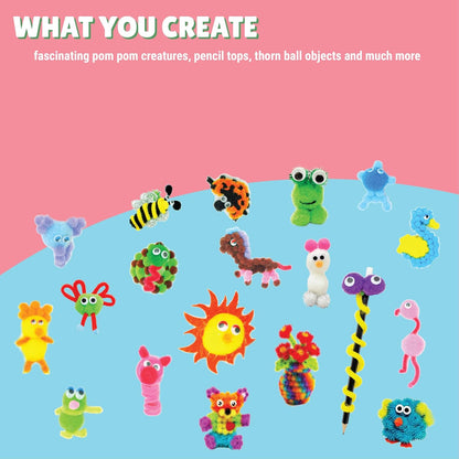 Kalakaram Pom Pom Crafts Kit for Kids 5 Year Old, DIY Fun Activity and Hobby, Art Craft Kit, Multi Color, Pack of 270 Pieces