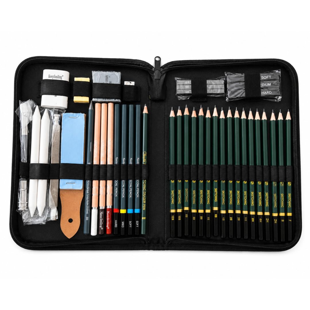 KeepSmiling 42 Pcs Professional Sketch Drawing Set with Carry Case