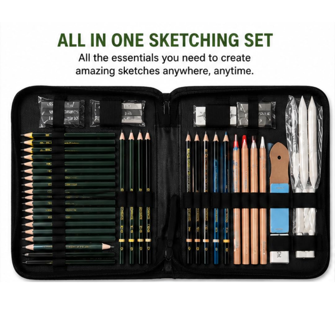 KeepSmiling 42 Pcs Professional Sketch Drawing Set with Carry Case