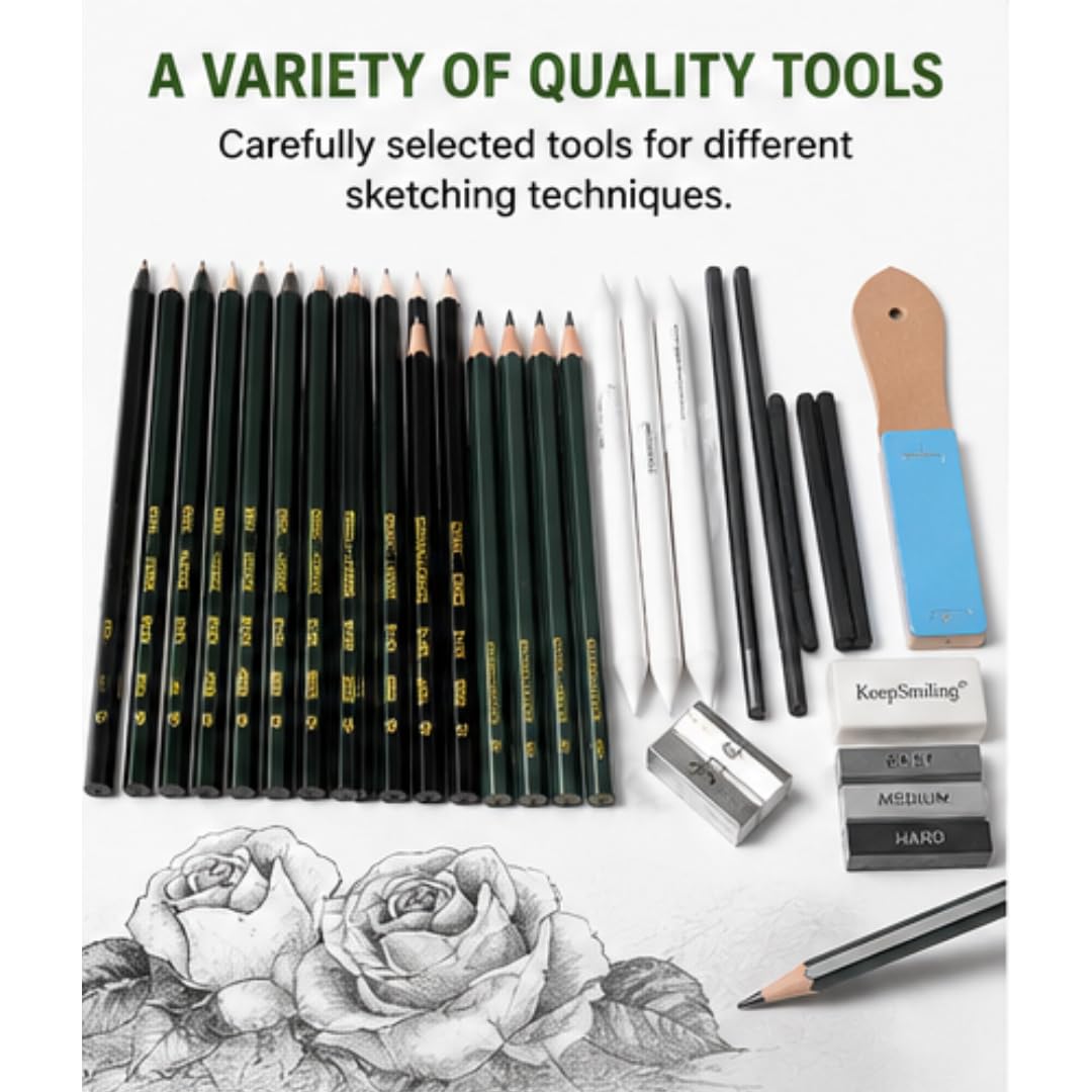 KeepSmiling 42 Pcs Professional Sketch Drawing Set with Carry Case