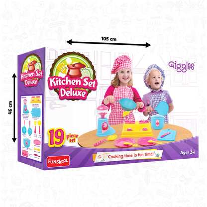 Giggles Funskool Complete Kithcen Playset, Realistic Pretend Cooking Toy for Kids, Encourages Learning & Development, Fun Activity for Babies, Gift Set for Girls, Age 3+ Years