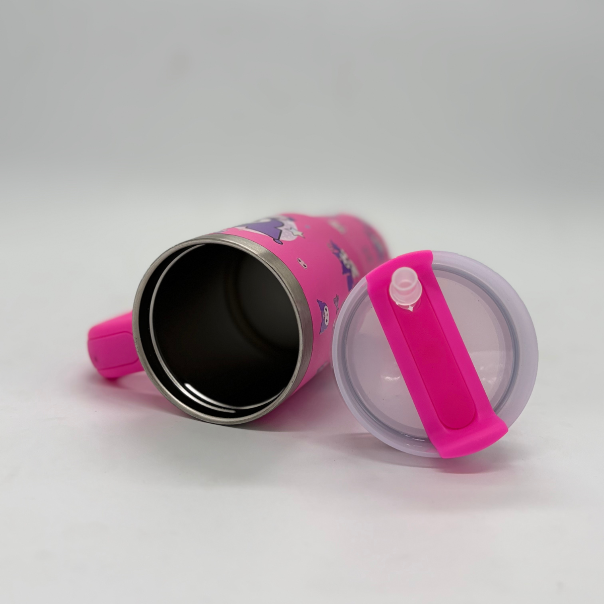 Kuromi Character Print Tumbler with Flip Lid and Straw 450 ml