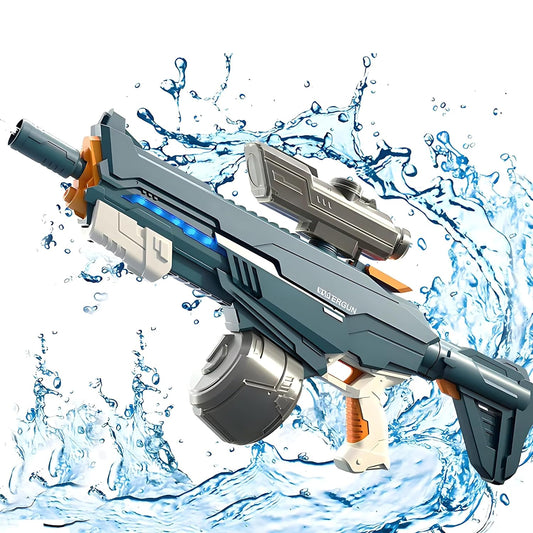 Lumo Brilliant Toys 2 in 1 Electric Water Gun Powerful Automatic Water Gun 1420ml with Light-up Toys to 35 Ft Outdoor Toy Holi Water Gun Toy for Kids & Adults (Blue)