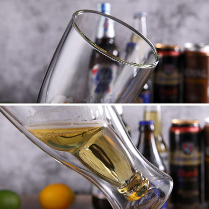 VERONIZA BeEer Glasses, Clear Double Wall Insulated Pub Mugs, Upside Down Design, Holds One Full BeeRr Bottle, Freezable Glass for BeEer Lovers, 250ml