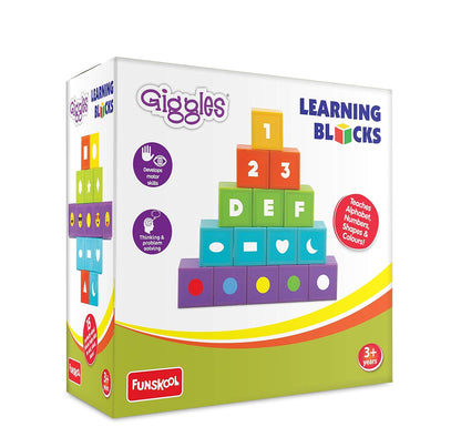 Funskool Giggles, Learning Blocks, Educational Blocks, Teaches Alphabet,Numbers,Shapes & Colours, 3 Years & Above, Preschool Toys, Multicolor