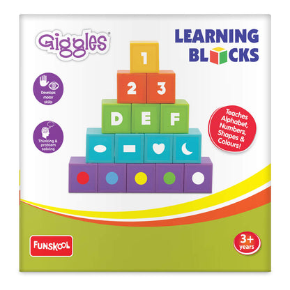 Funskool Giggles, Learning Blocks, Educational Blocks, Teaches Alphabet,Numbers,Shapes & Colours, 3 Years & Above, Preschool Toys, Multicolor