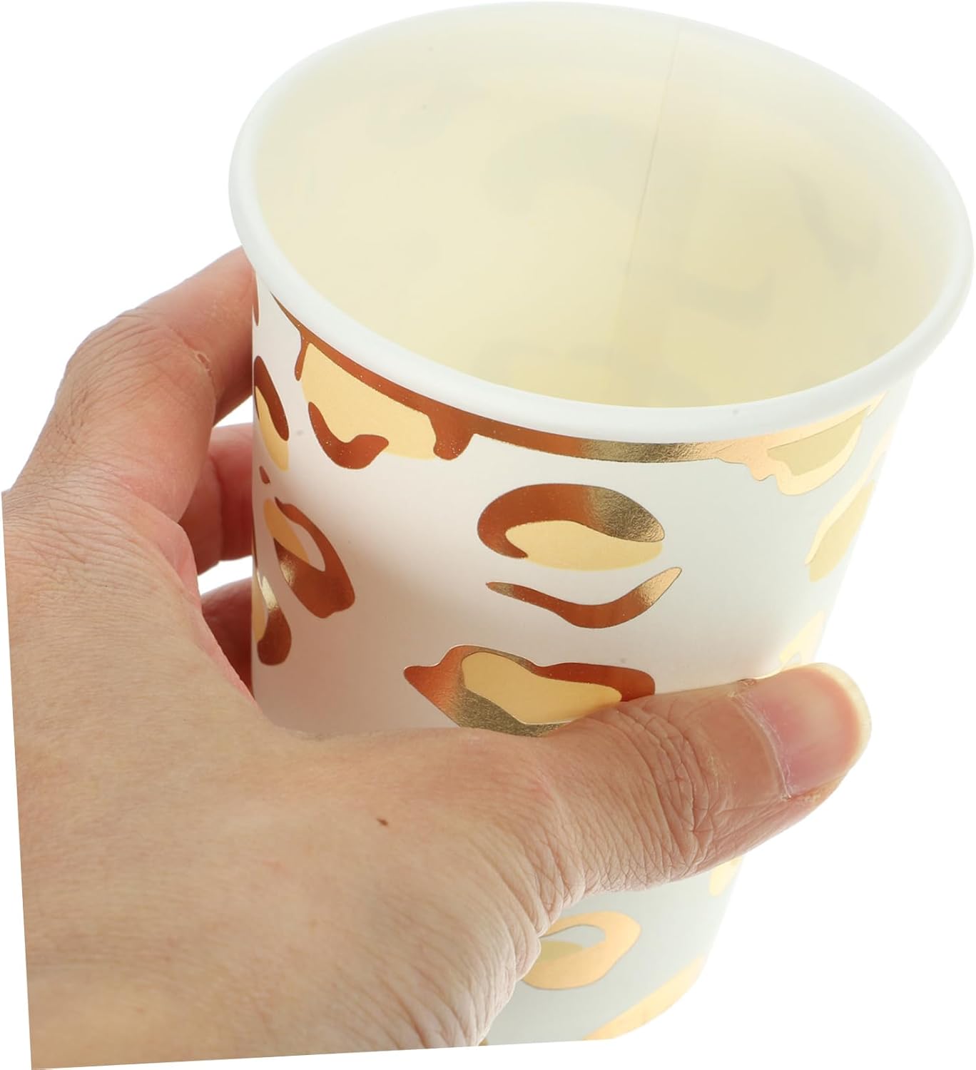 Gold-stitched Leopard Paper Cups 9.5oz Disposable Water Cups for Party Banquet Wedding
