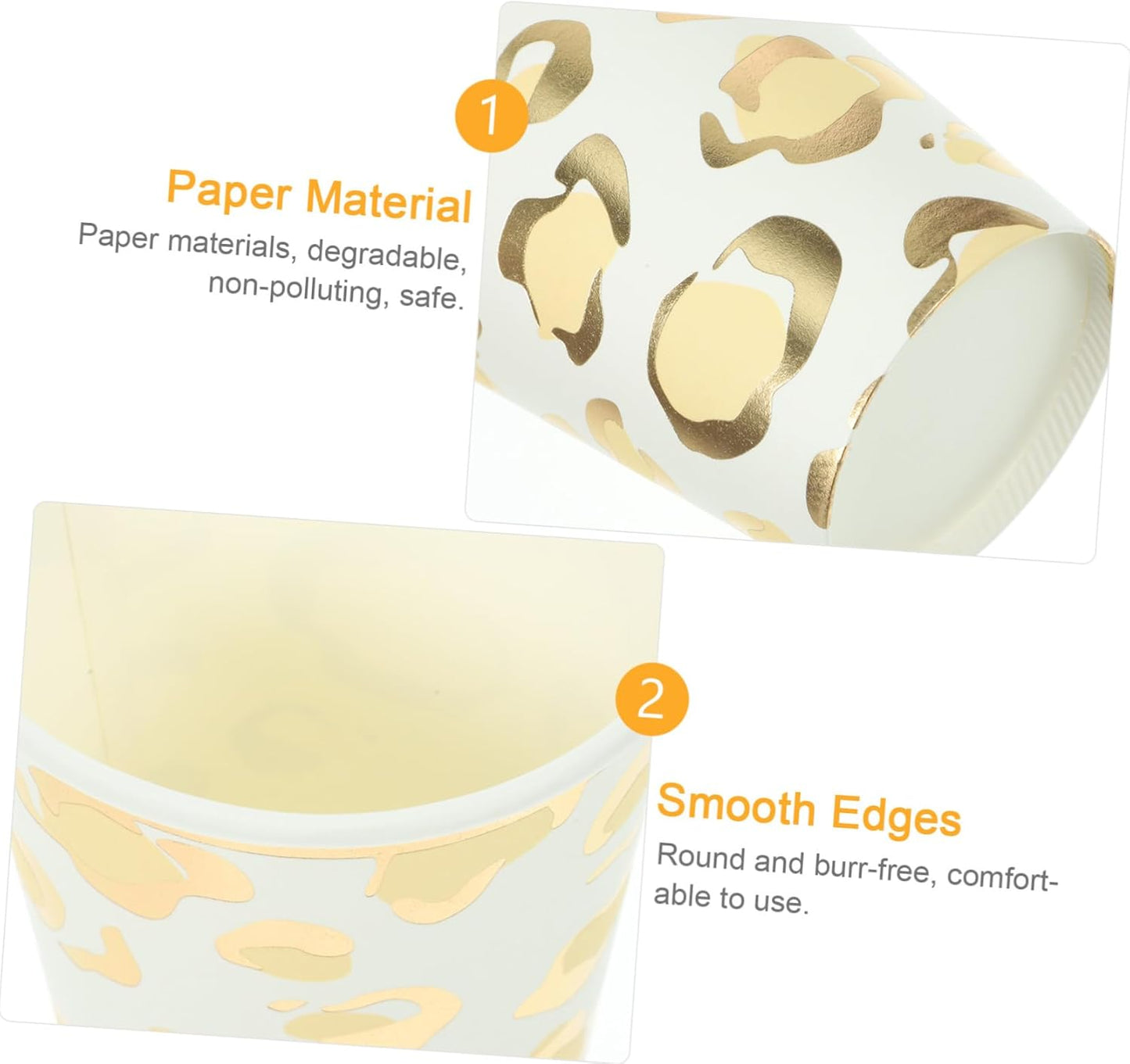 Gold-stitched Leopard Paper Cups 9.5oz Disposable Water Cups for Party Banquet Wedding