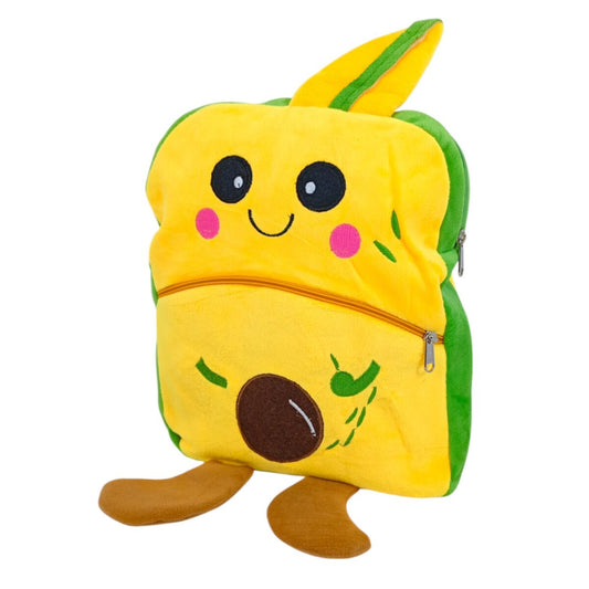 Just Bear Avocado School Bag | Cute and Quirky Backpack for Kids | Lightweight, Plush and Spacious | 3+ Years.
