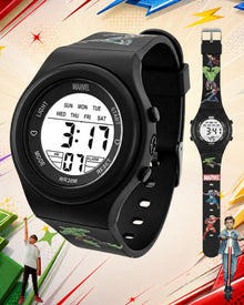 Spiky MB05 Avengers Theme Digital Kids Watch with 7-Color LED Backlight